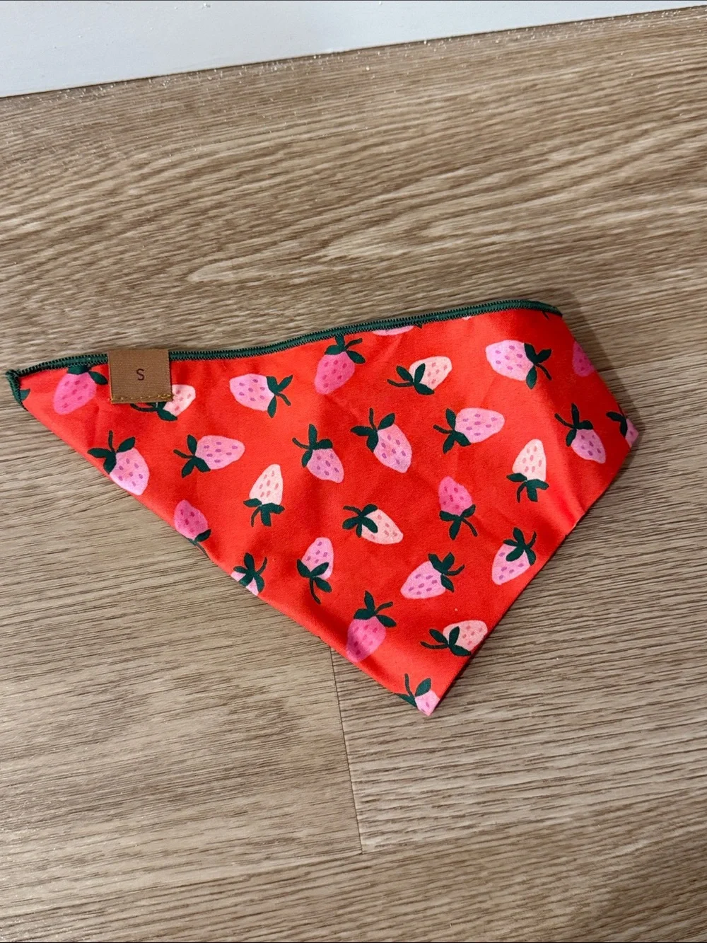 Foggy dog Strawberry Print Red Bandana and bag Pouch Set